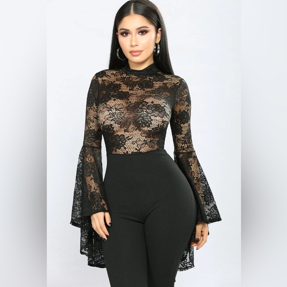 NWT FAME MONSTER LACE JUMPSUIT BLACK SIZE 3X - Picture 3 of 13